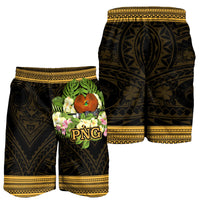 Papua New Guinea Men's Shorts - Polynesian Gold Patterns Collection - Polynesian Pride