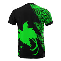 Papua New Guinea Custom T Shirt Polynesian Pattern Green Style - Polynesian Pride
