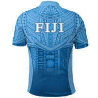 Fiji Faithful Polo Shirt Version Blue LT13 - Polynesian Pride