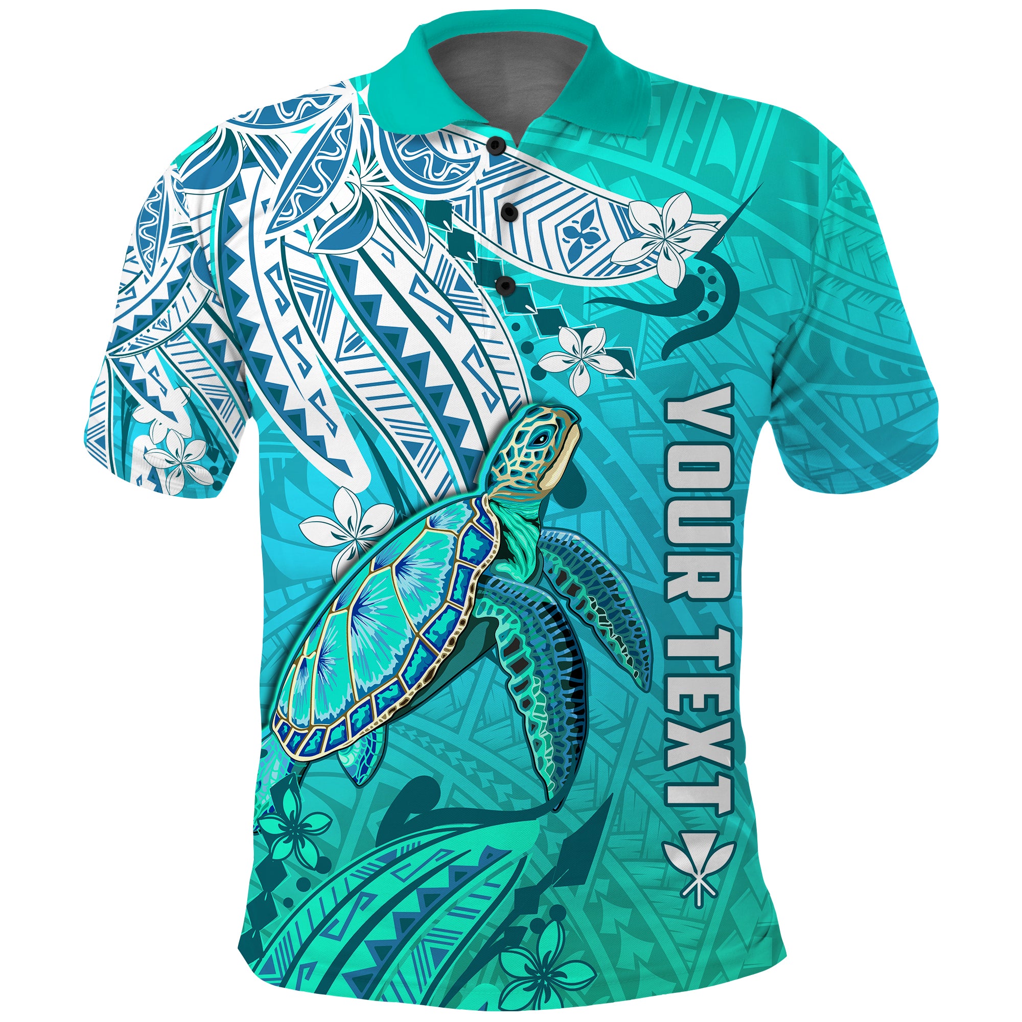 Custom Hawaiian Islands Polo Shirt Turtle Mix Hawaii Polynesian LT13 Unisex Blue - Polynesian Pride