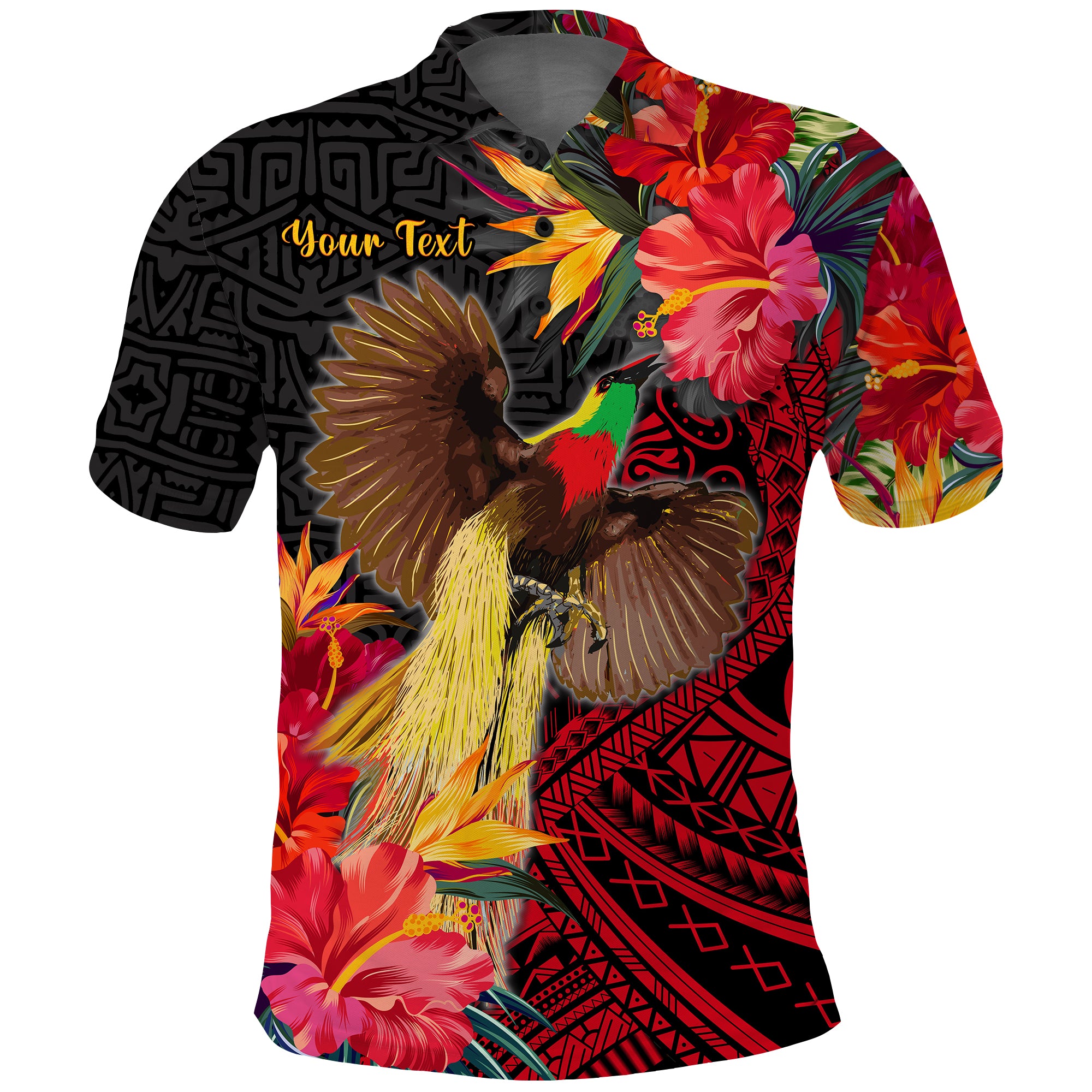 Custom Papua New Guinea Polo Shirt Bird of Paradise LT13 Black - Polynesian Pride