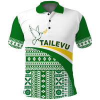 Tailevu Rugby Polo Shirt Fiji Rugby Tapa Pattern White LT13 Unisex White - Polynesian Pride