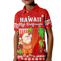 Mele Kalikimaka Polo Shirt KID Santa Claus Hawaii Christmas LT13 Unisex Red - Polynesian Pride