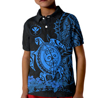 Hawaii Polynesian Polo Shirt KID Blue Sea Turtles Hawaiian LT13 Unisex Blue - Polynesian Pride