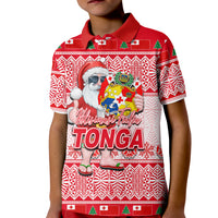 Tonga Christmas Polo Shirt KID Cool Santa Claus LT6 Unisex Red - Polynesian Pride