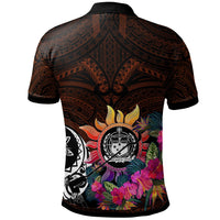 Custom Polynesian Polo Shirt Samoa Coat Of Arm with Flowers and Polynesian Patterns - Polynesian Pride