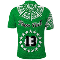(Custom Text and Number) Rarotonga Cook Islands Polo Shirt Turtle and Map Style Green LT13 - Polynesian Pride