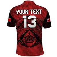 (Custom Text and Number) Tonga Rugby MMT Polo Shirt Ngatu Mate Maa Tonga Grunge LT13 - Polynesian Pride