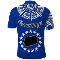 Rarotonga Cook Islands Polo Shirt Turtle and Map Style Blue LT13 - Polynesian Pride
