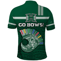Hawaii Football Polo Shirt Kakau Rainbow Warriors Helmet Go Bows LT14 - Polynesian Pride