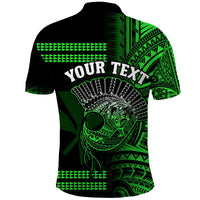 Custom Hawaii Polo Shirt Kakau Warrior Helmet Gradient Green Polynesian LT14 - Polynesian Pride