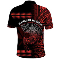 Hawaii Polo Shirt Kakau Warrior Helmet Gradient Red Polynesian LT14 - Polynesian Pride