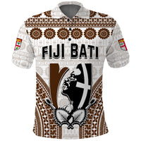 Custom Fiji Rugby Bati Polo Shirt Proud Tapa Pattern LT13 White - Polynesian Pride