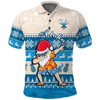 Hawaii Mele Kalikimaka Polo Shirt Dabbing Santa Blue Merry Christmas LT14 Blue - Polynesian Pride