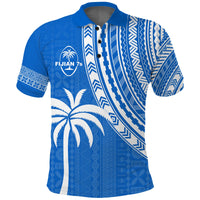 (Custom Text and Number) Fiji Rugby Sevens Polo Shirt Fijian 7s Tapa Polynesian Blue Ver.01 LT13 - Polynesian Pride