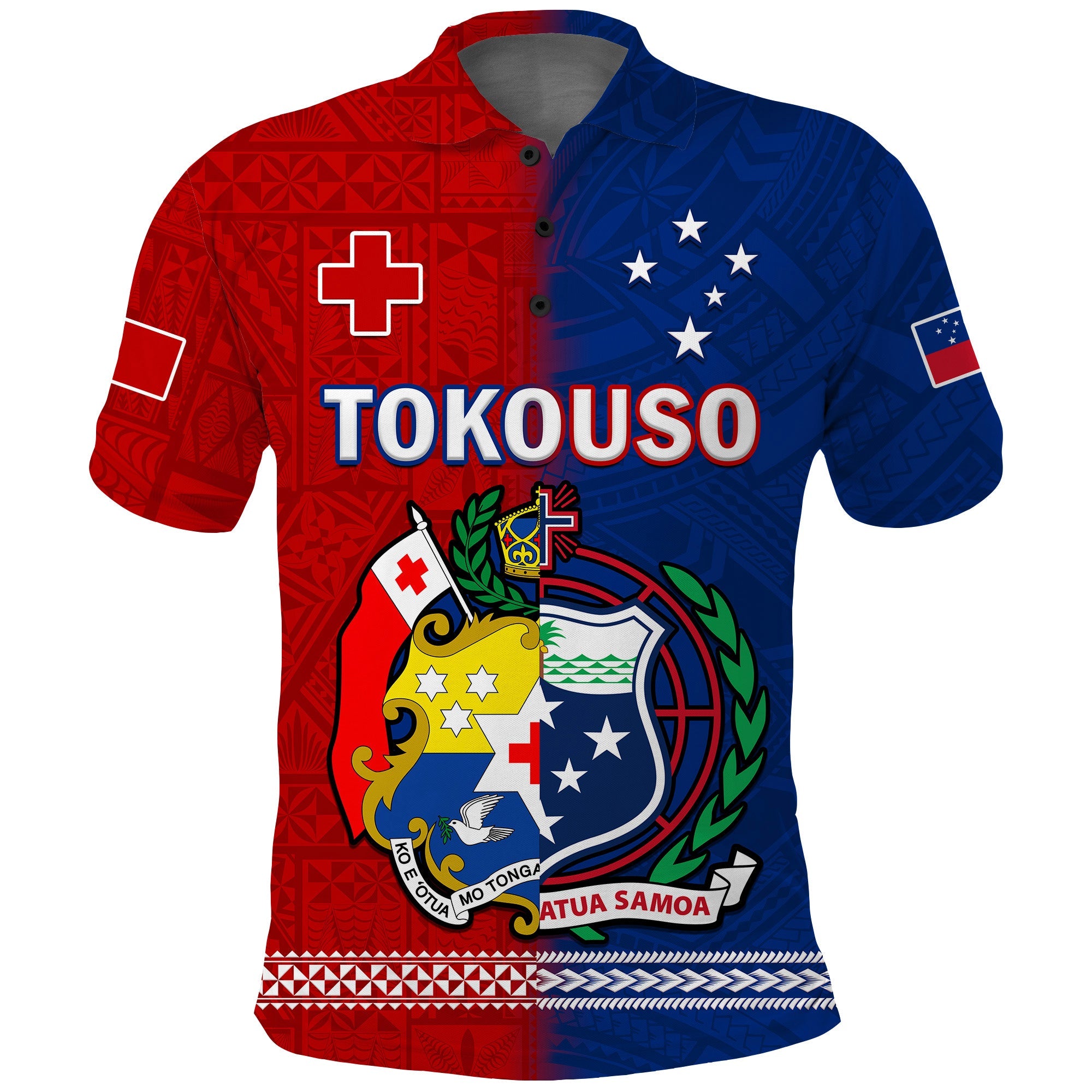 TokoUso Polo Shirt Tonga and Samoa United We Stand Divided We Fall LT14 Blue - Polynesian Pride