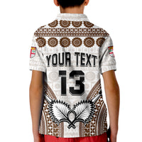 Custom Text and Number Fiji Rugby Bati Polo Shirt KID Proud Tapa Pattern LT13 - Polynesian Pride