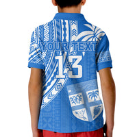 (Custom Text and Number) Fiji Rugby Sevens Polo Shirt Fijian 7s Tapa Polynesian Blue Ver.01 LT13 - Polynesian Pride