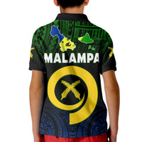 Malampa Province Polo Shirt KID Native Canoe Mix Vanuatu Pig Tusk Black Version LT14 - Polynesian Pride