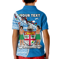 (Custom Personalised) Fiji Polo Shirt KID Fijian Drua Mix Tagimaucia Flower Blue Style LT14 - Polynesian Pride