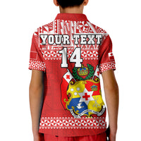 (Custom Text and Number) Tonga Rugby Polo Shirt KID Mate Maa Tonga Pacific Ngatu White LT14 - Polynesian Pride
