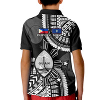 Guam and Philippines Polo Shirt KID Guaman Filipinas Together Black LT14 - Polynesian Pride