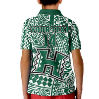 (Custom Text And Number) Hawaii Football Polo Shirt KID Rainbow Warriors Tribal Kakau LT14 - Polynesian Pride