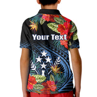 (Custom Personalised) Kosrae State Polo Shirt KID FSM Hibiscus Flowers Mix Polynesian LT14 - Polynesian Pride