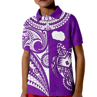 (Custom Text and Number) Rarotonga Cook Islands Polo Shirt Turtle and Map Style Purple LT13 - Polynesian Pride
