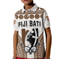 Custom Text and Number Fiji Rugby Bati Polo Shirt KID Proud Tapa Pattern LT13 - Polynesian Pride