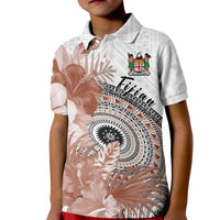 Fiji Tapa Polo Shirt White Fijian Masi Be Loved Hibiscus LT13 - Polynesian Pride