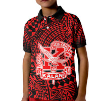 (Custom Text And Number) Hawaii Polo Shirt KID Kalani High School Tribal Kakau LT14 - Polynesian Pride