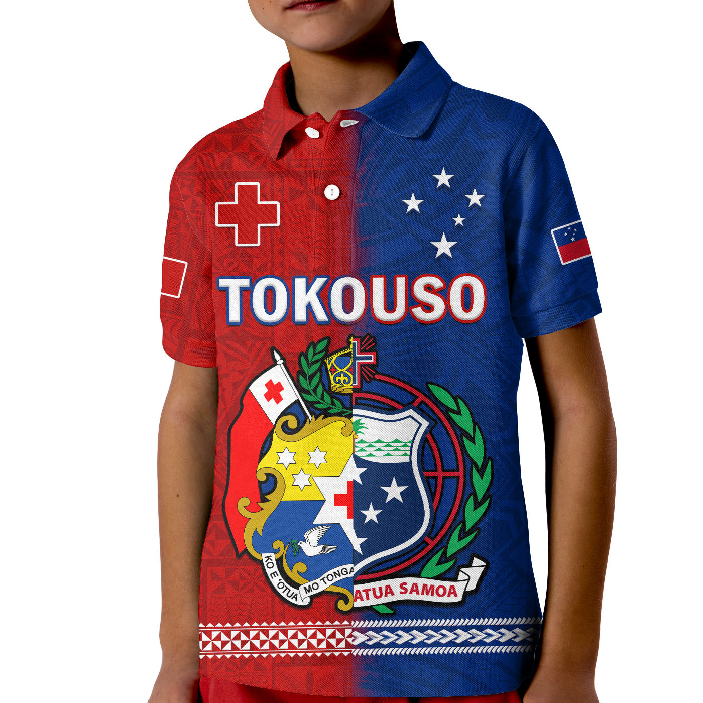 TokoUso Polo Shirt KID Tonga and Samoa United We Stand Divided We Fall LT14 Kid Blue - Polynesian Pride