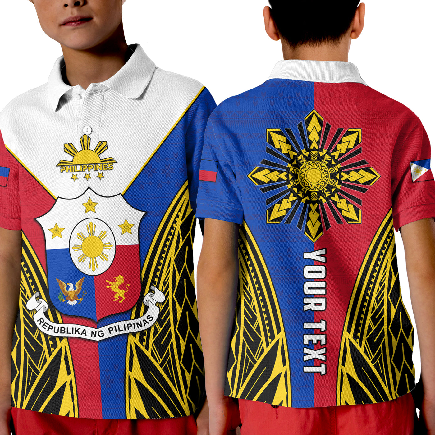 (Custom Personalised) Philippines Polo Shirt KID Sun Rayonnant LT13 Unisex Red - Polynesian Pride