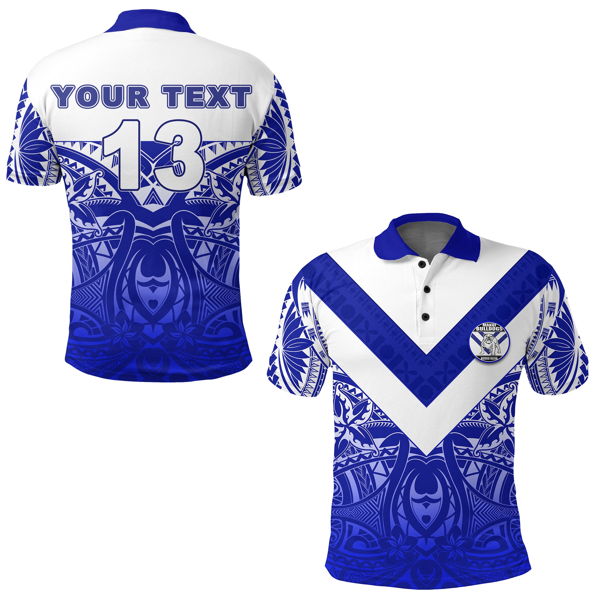 Custom Makoi Bulldogs Polo Shirt Forever Fiji Rugby Version Fresh 02 Custom Text and Number LT13 Unisex Blue - Polynesian Pride