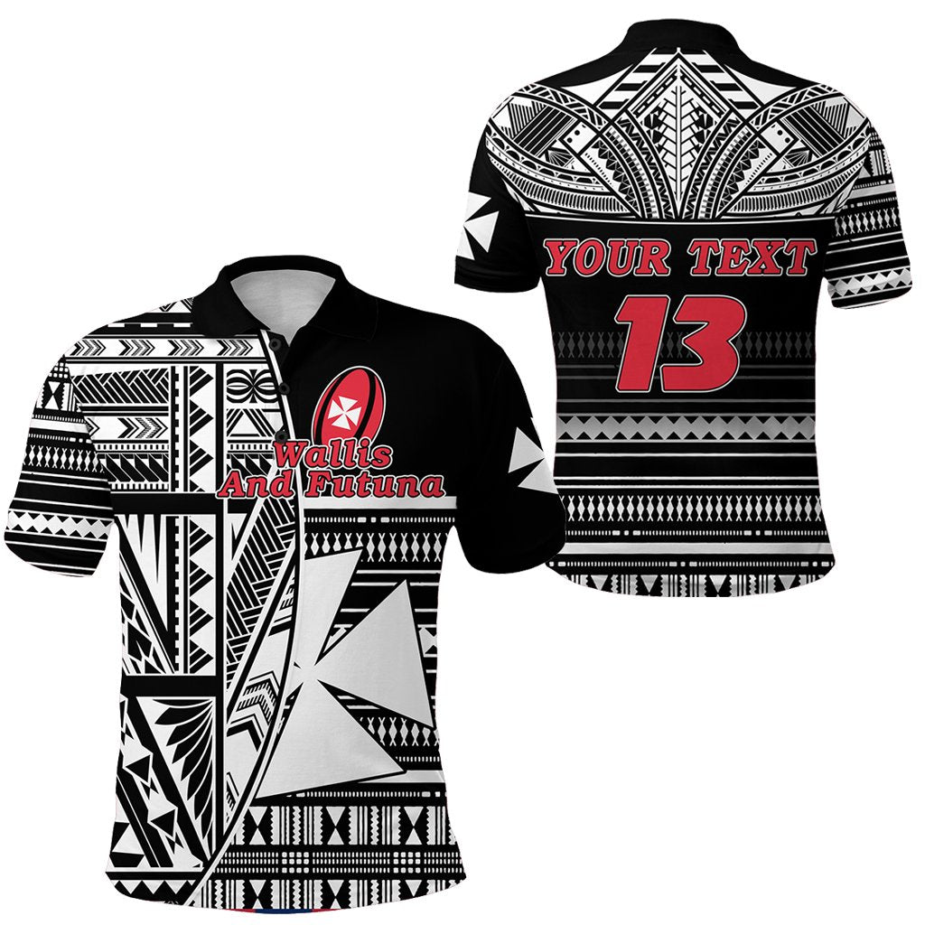 Custom Wallis and Futuna Rugby Polo Shirt Polynesian Clever Black Custom Text and Number Unisex Black - Polynesian Pride