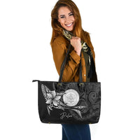 Palau Leather Tote - Fish With Plumeria Flowers Style - Polynesian Pride