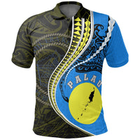 Palau Polo T Shirt Palau Flag Seal Kanaloa Tatau Gen PW K7 Unisex Black - Polynesian Pride