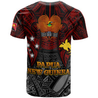 Papua New Guinea T Shirt Custom PNG Map Polynesian Flag Color Style T Shirt - Polynesian Pride