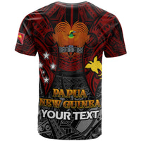 Papua New Guinea T Shirt Custom PNG Map Polynesian Flag Color Style T Shirt - Polynesian Pride
