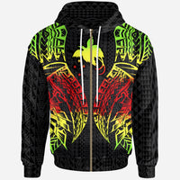 Papua New Guinea Zip up Hoodie Polynesian Lion Head Reggae Style Unisex Reggae - Polynesian Pride
