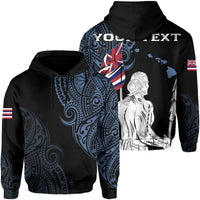 Personalized Hawaii Map Polynesian Warrior Ikaika Hoodie William Style Pastel Blue Unisex Black - Polynesian Pride