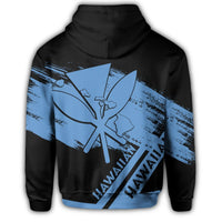 Hawaiian Map Kanaka Identifier Hoodie Zip Blue Pastel - Polynesian Pride
