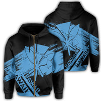 Hawaiian Map Kanaka Identifier Hoodie Zip Blue Pastel Unisex Blue Pastel - Polynesian Pride