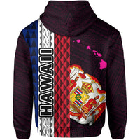 Polynesian Kakau Hawaii Flag Royal Coat of Arms Hawaii Zip Hoodie Pink - Polynesian Pride