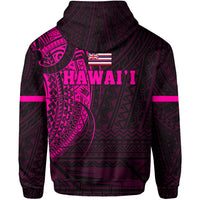 Polynesian Kakau Kanaka Flag of Hawaii Zip Hoodie Pink - Polynesian Pride