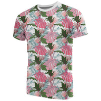 Hawaii Pink Monstera and Green Tropical Leaves White T Shirt - Polynesian Pride