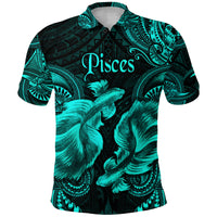 Pisces Zodiac Polynesian Polo Shirt Unique Style Turquoise LT8 - Polynesian Pride
