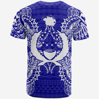 Pohnpei All T Shirt Pohnpei Flag Map Polynesian Tattoo Blue - Polynesian Pride