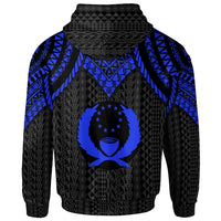 Pohnpei Zip up Hoodie Polynesian Armor Style Blue - Polynesian Pride